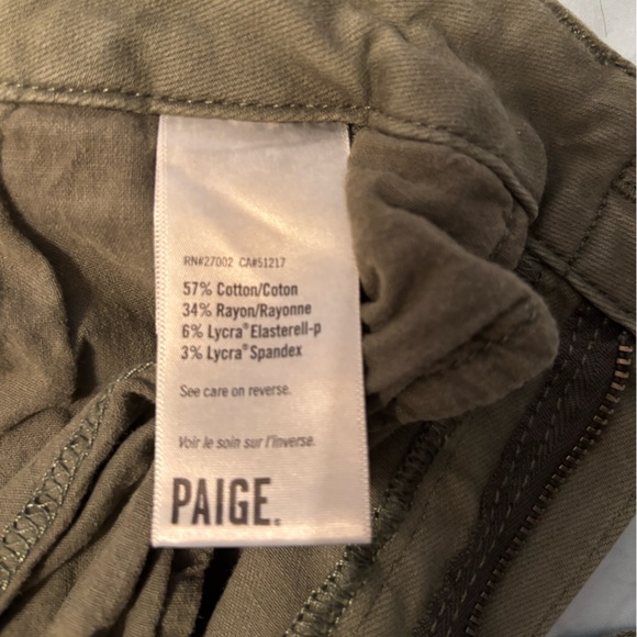 Paige olive green cargo jean size 29 - Picture 3 of 6